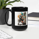Be Bold Be Fearless glossy black mug on a table